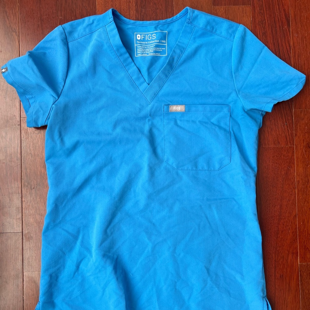 Figs Blue Scrub Top